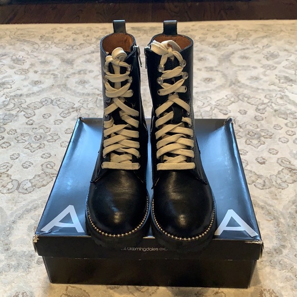 Aqua Jax Leather Combat Boots - Picture 3 of 6